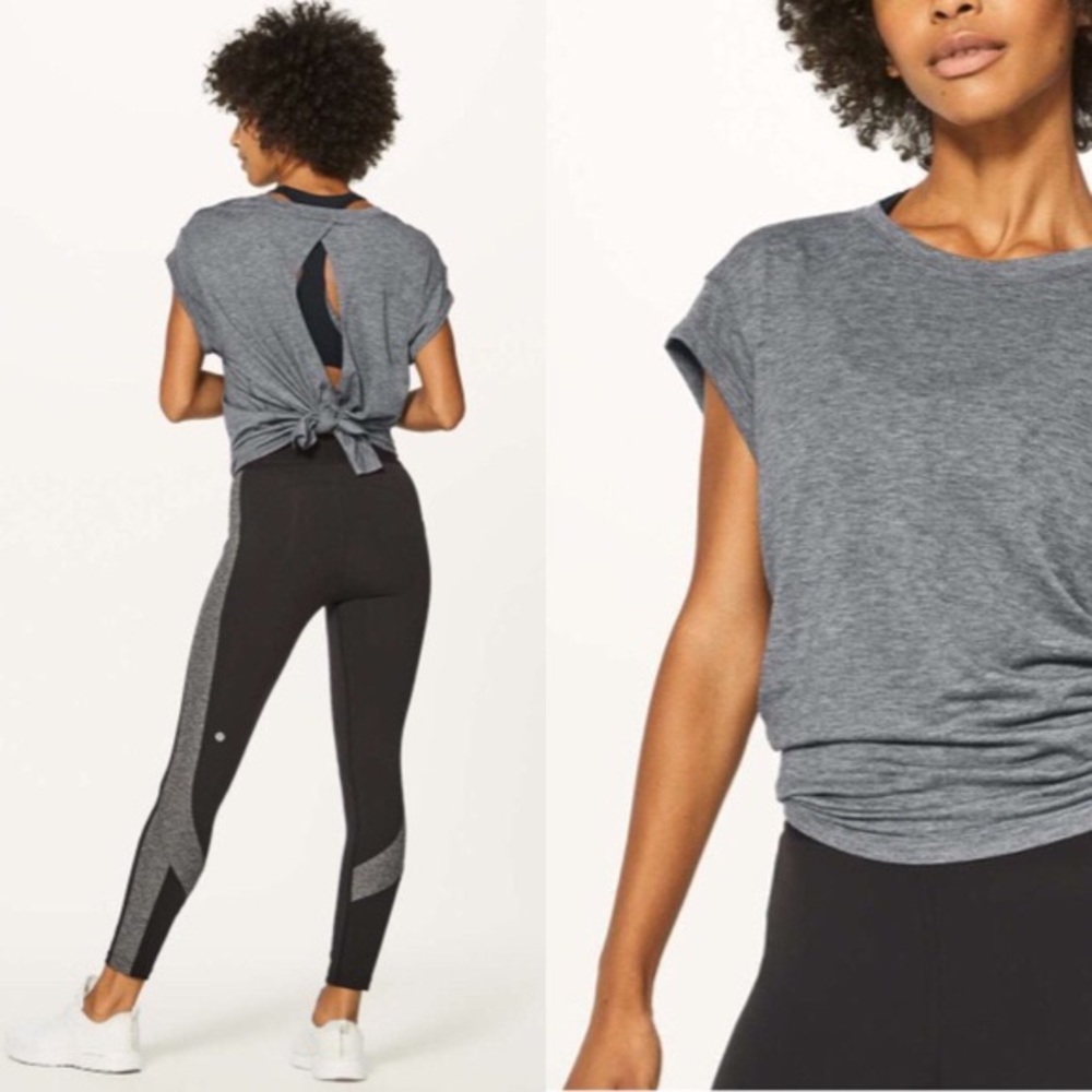 Lululemon Box It Out Short Sleeve shirt grey 8 EUC